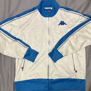Kappa Men's White and Blue Zip-Up Jacket
